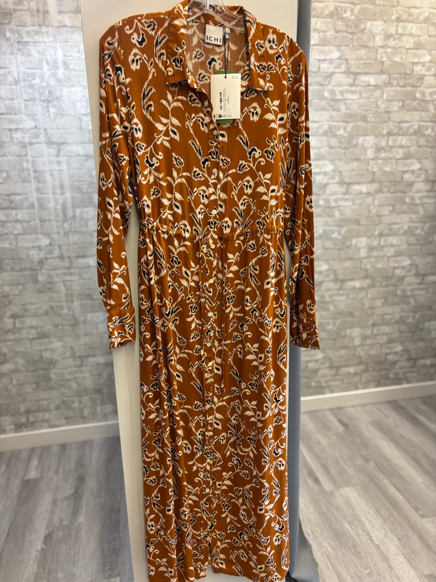 Ichi - Rust Boho Long Sleeve Dress