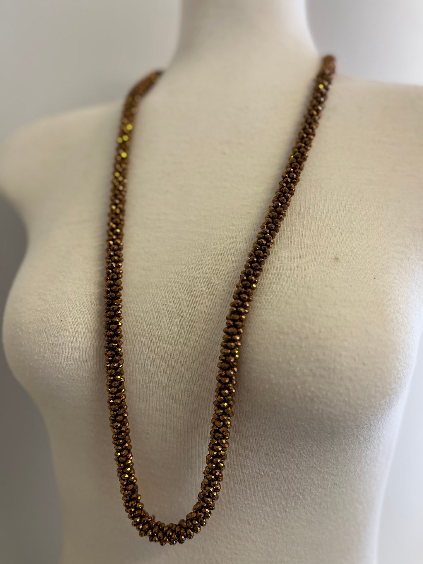 Crystal Rope Style Necklace & Earrings Set - Rose