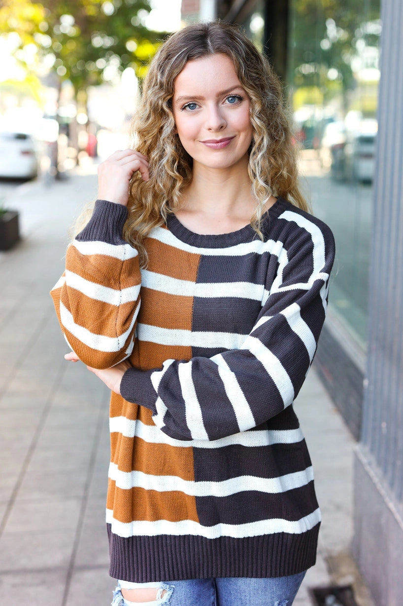 The Anna Colour Block Sweater - Camel