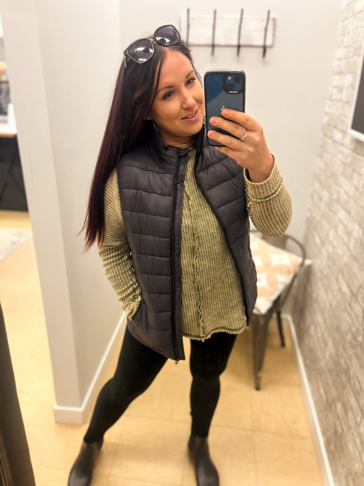 The Padded Vest with Zipper Pockets - Black
