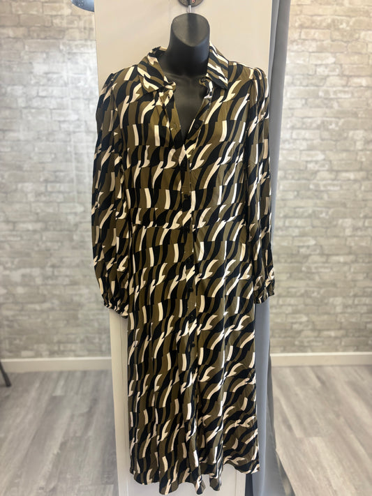 Yerse Olive Green/Black Long Sleeve Dress