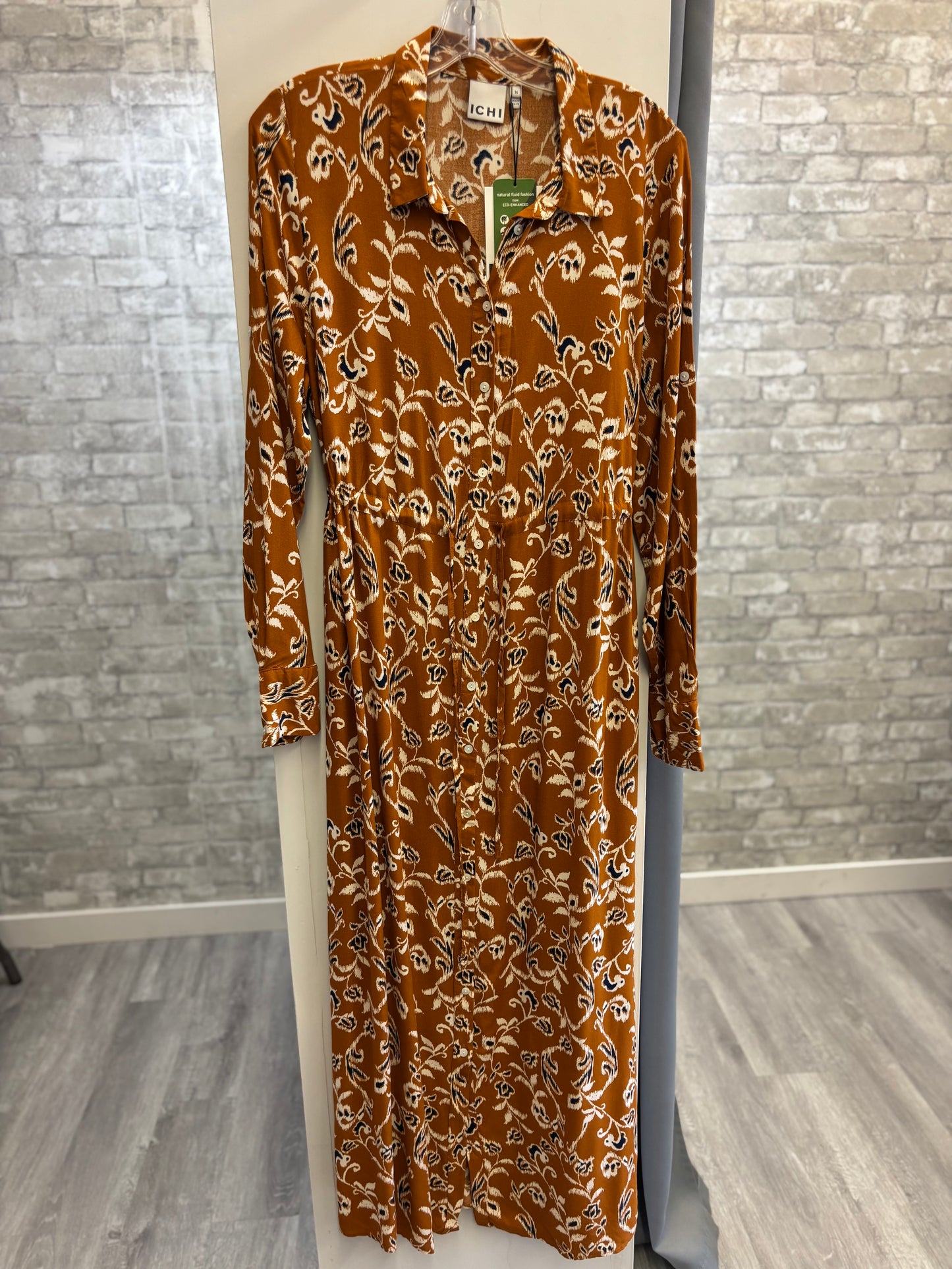 Ichi - Rust Boho Long Sleeve Dress