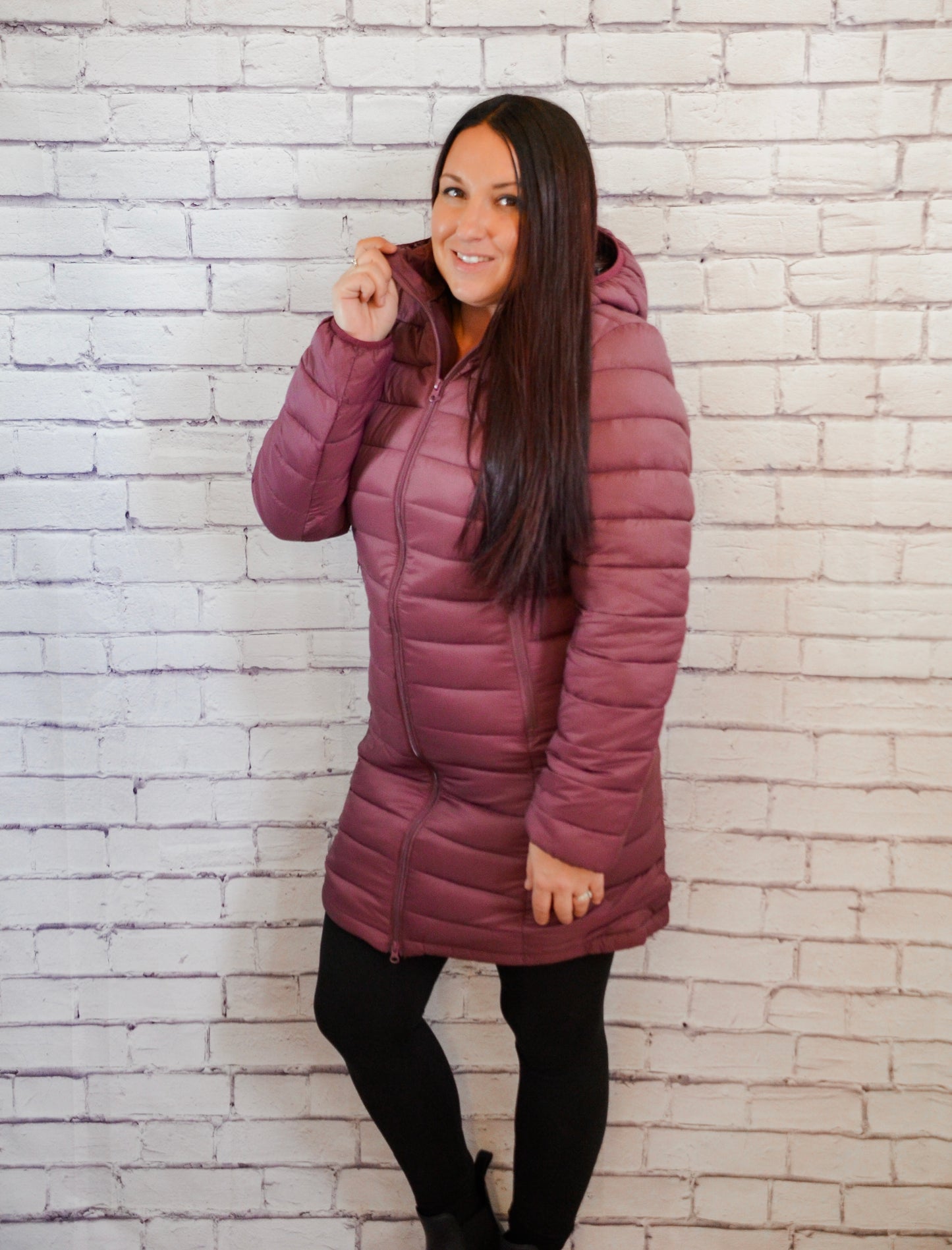 The Classic Puffer Coat - Plum