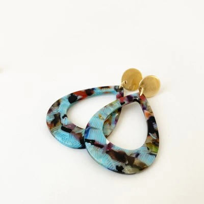 2435 - RESIN DROP EARRINGS - TURQUOISE