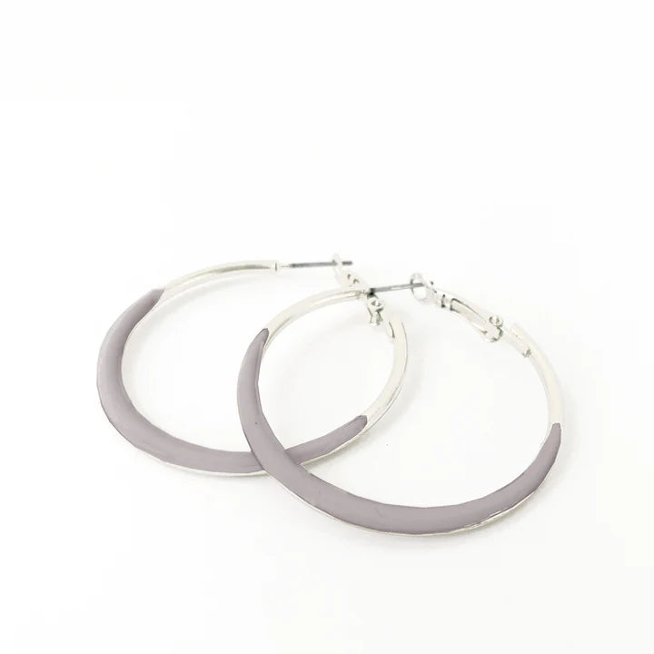 2491 - HOOP EARRINGS - SIL/GREY