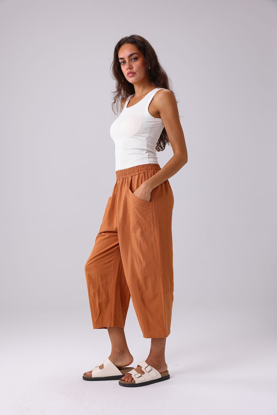 The Linen Cropped Pant - Rust