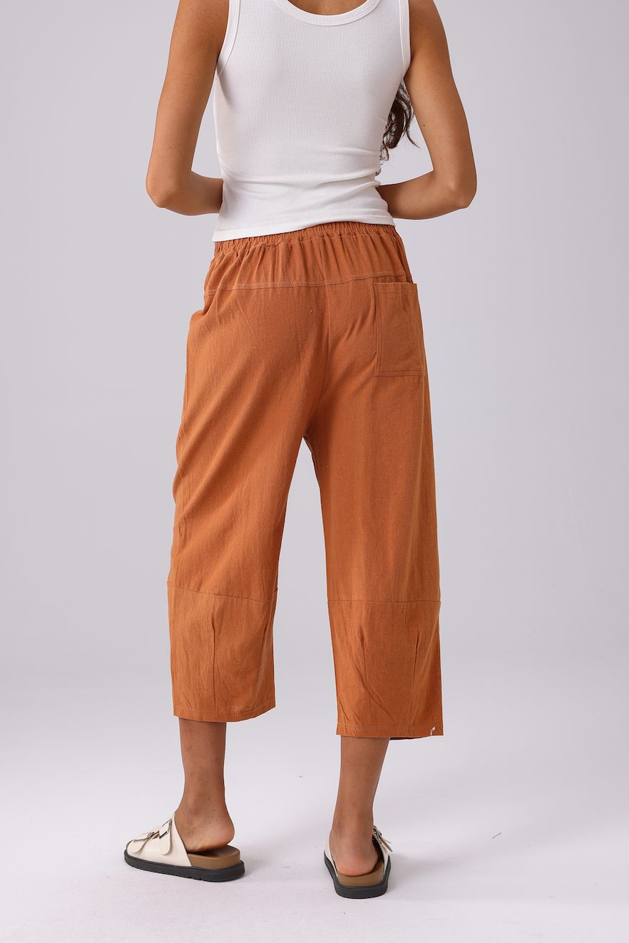 The Linen Cropped Pant - Rust