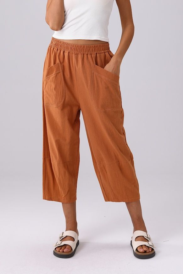 The Linen Cropped Pant - Rust