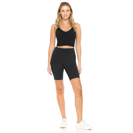 Black High Waist Biker Short Leggings
