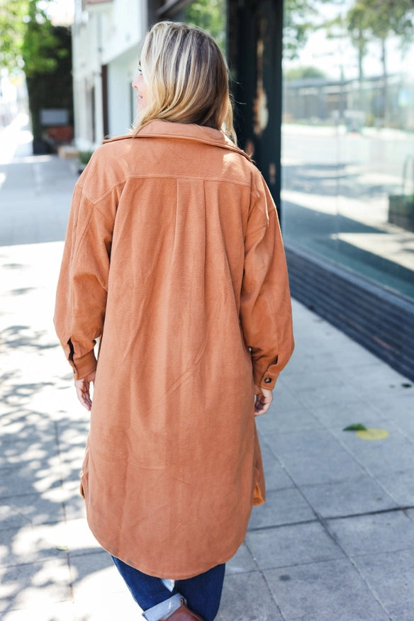 Turn Heads Shacket - Camel