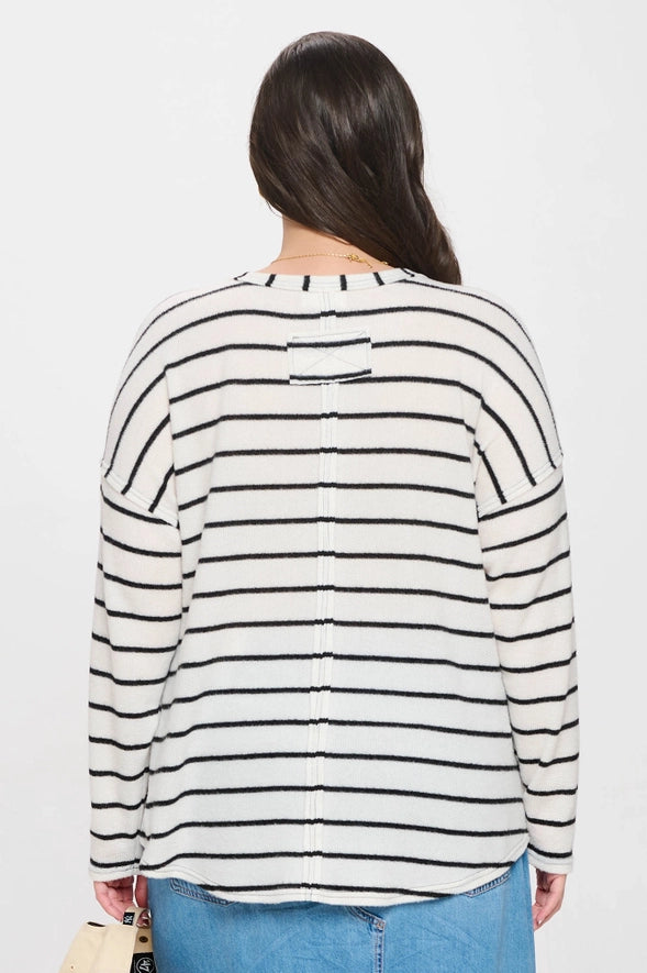 The Anna Exposed Seam Split Neck Knit Top
