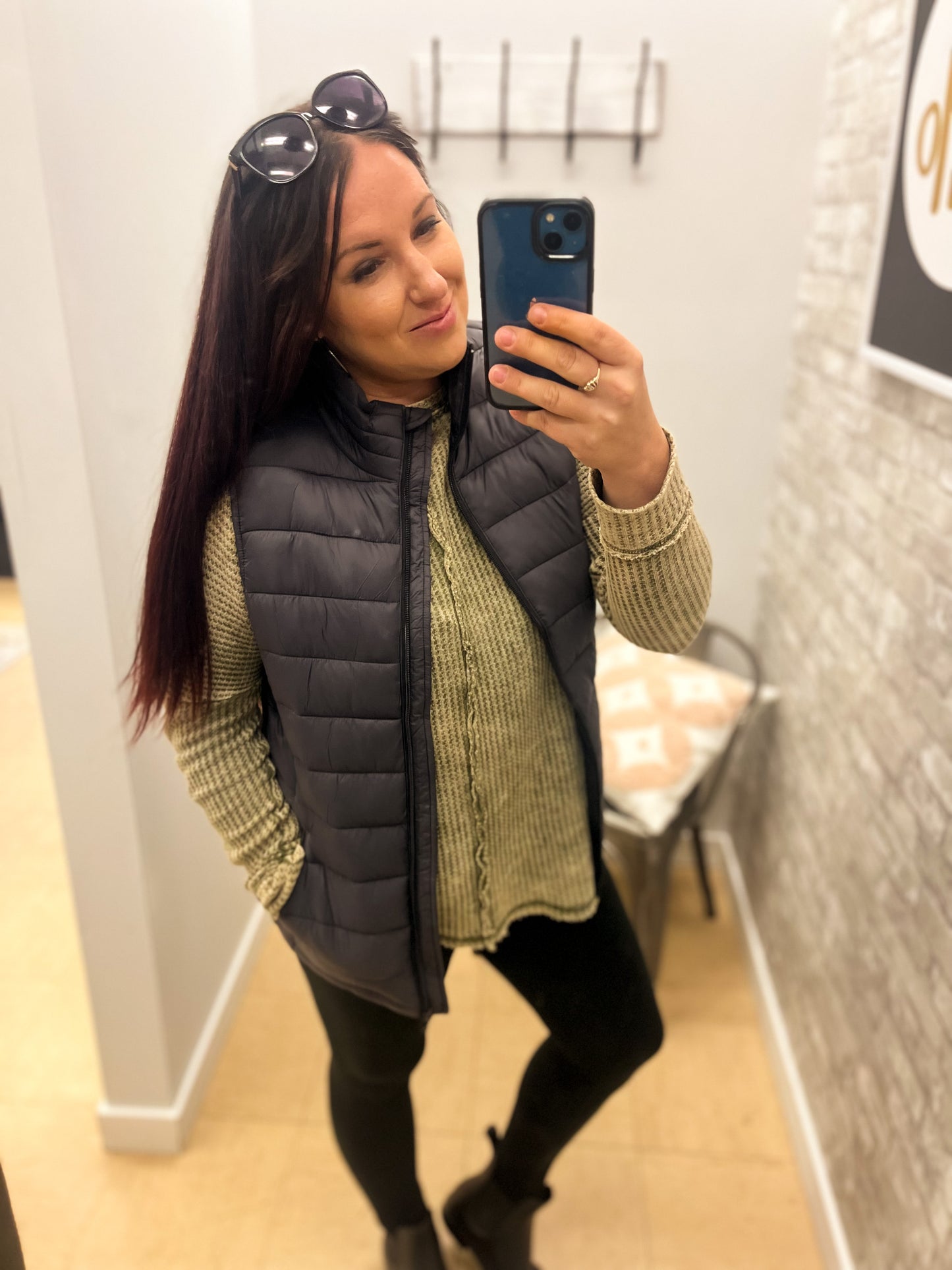 The Padded Vest with Zipper Pockets - Black