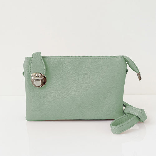 7012 - GREEN VEGAN LEATHER CROSSBODY BACK W/ WRISTLET