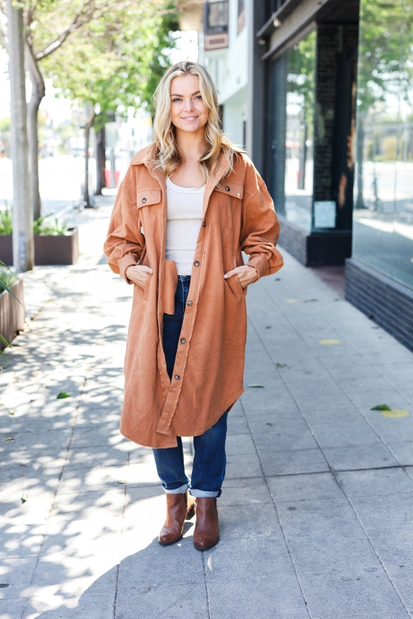 Turn Heads Shacket - Camel