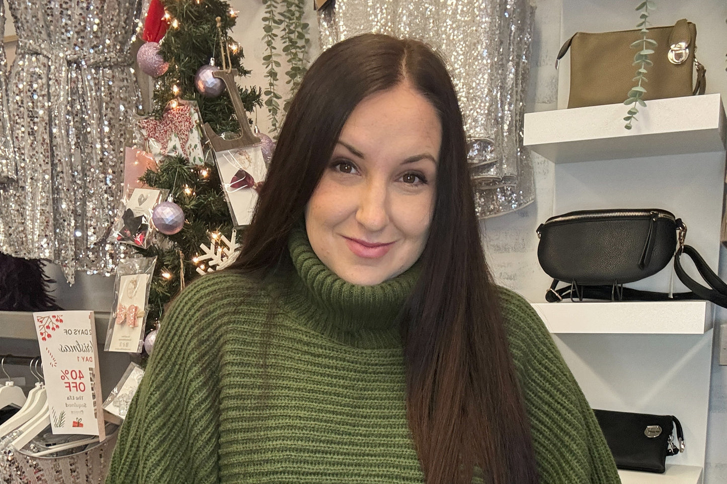 Turtleneck Ribbed Poncho - Olive