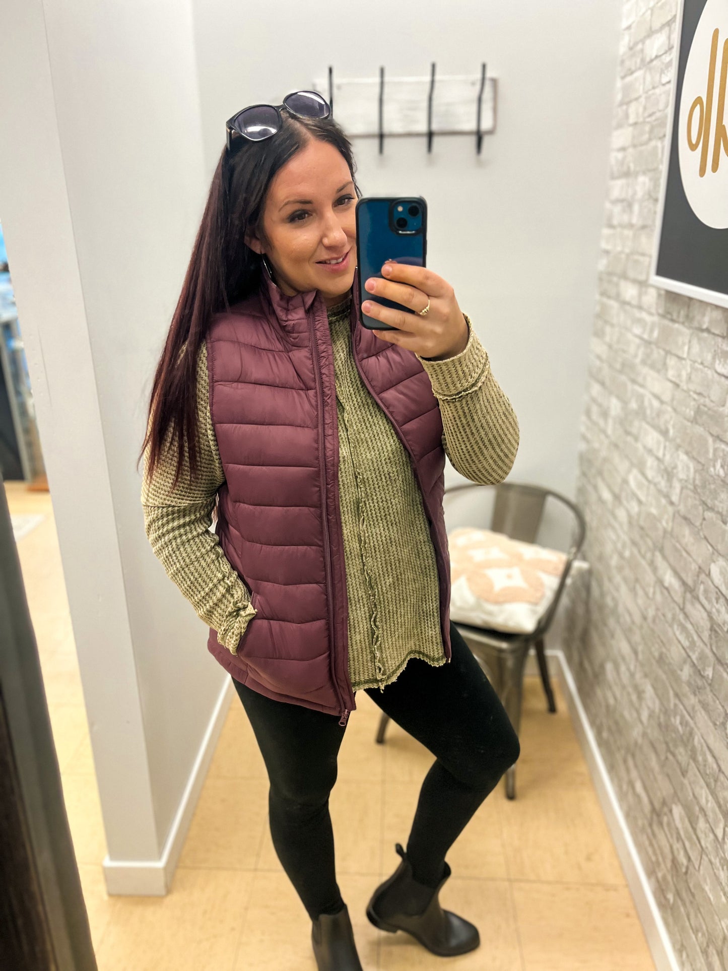 The Padded Vest with Zipper Pockets - Purple
