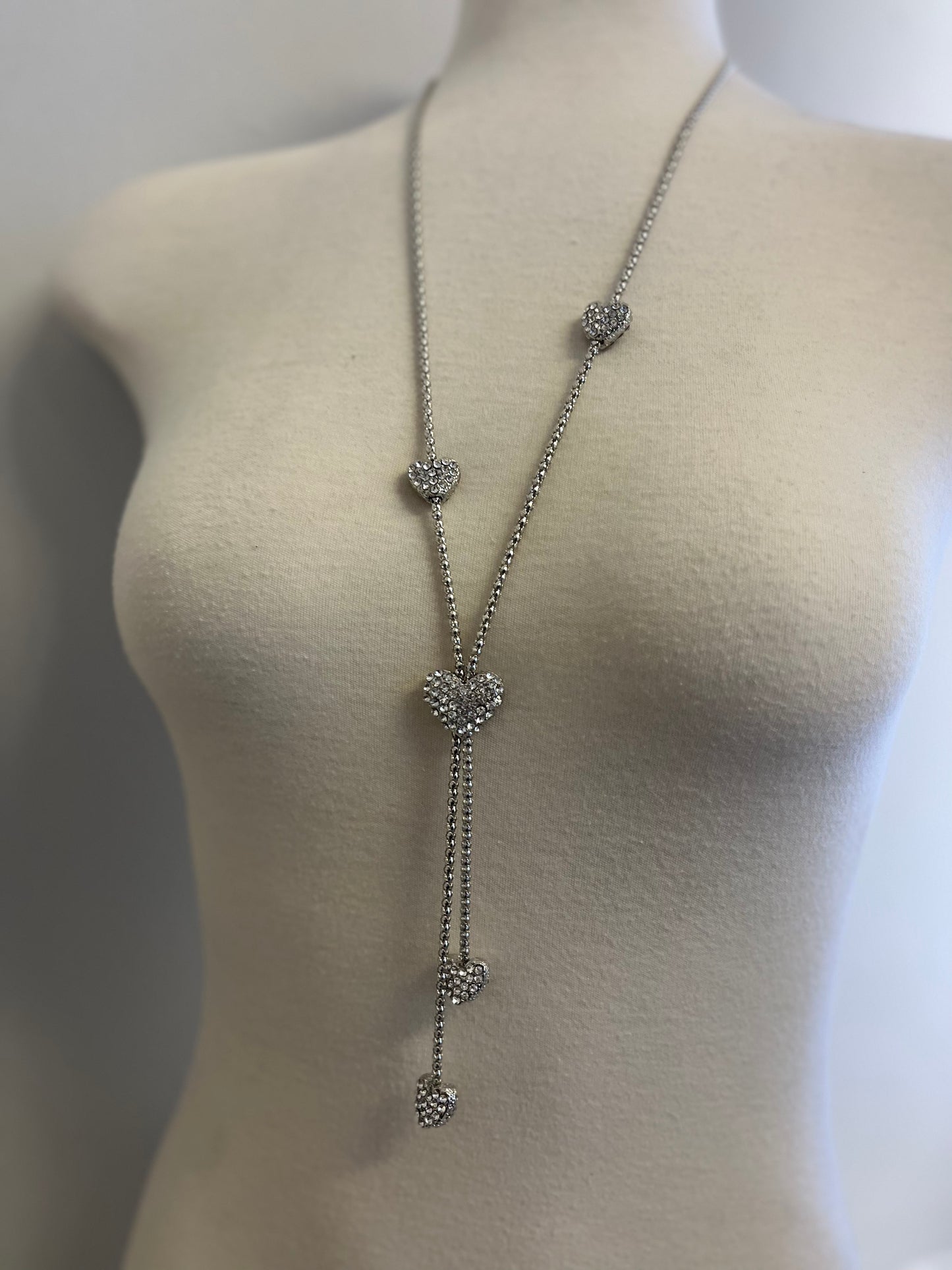 Dangle Hearts Pendant Necklace & Earrings Set