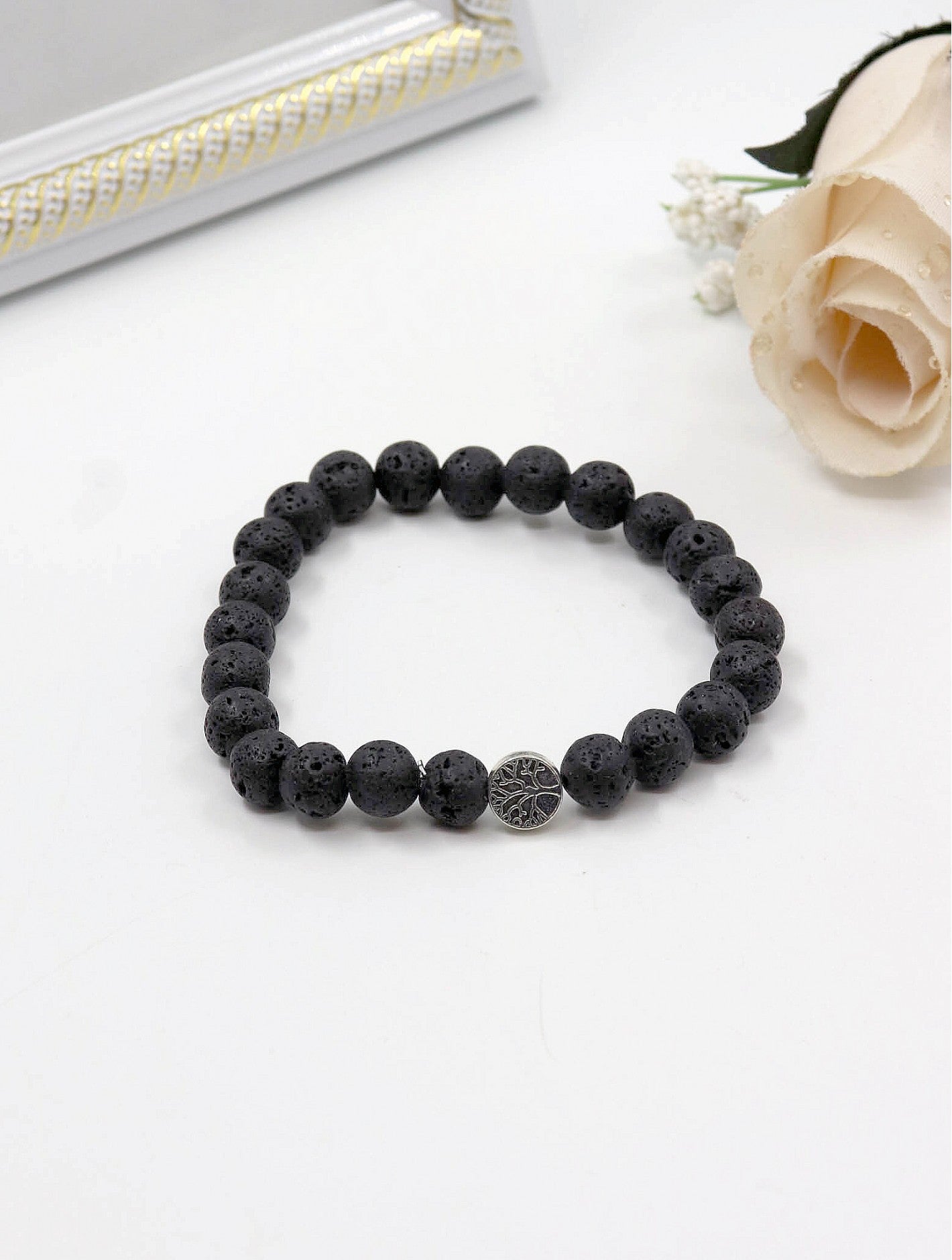 Lava Stone Blessing Bead Bracelet