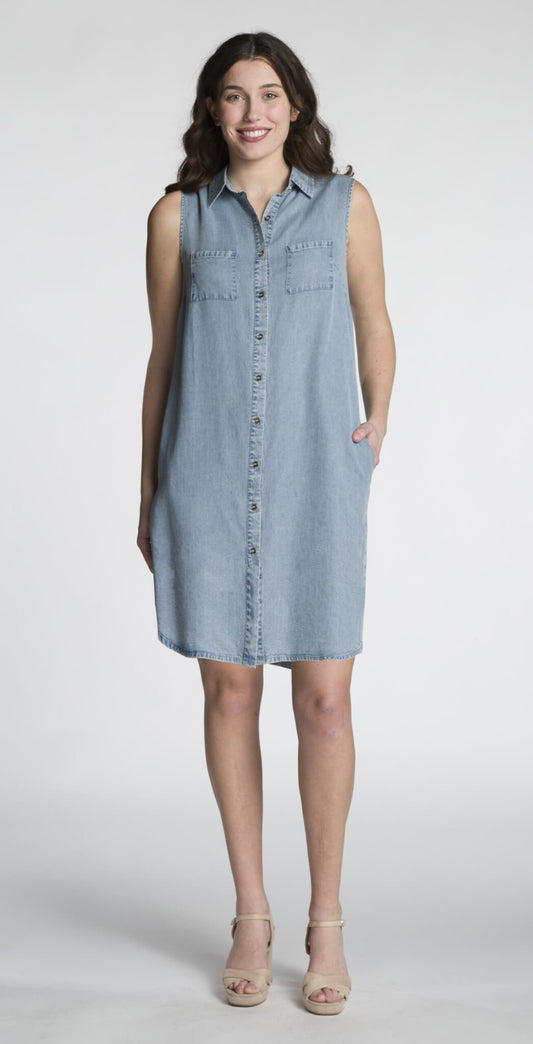 The Sleeveless Button Front Shirt Dress