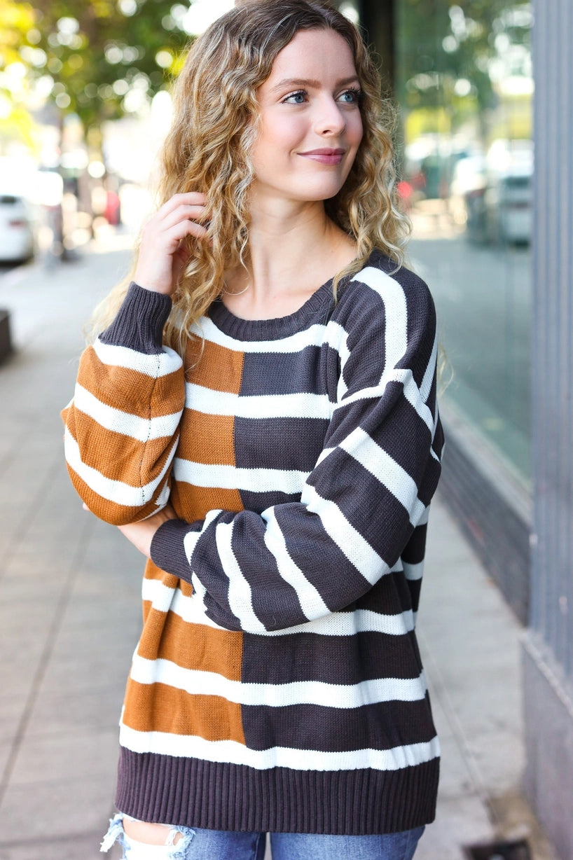The Anna Colour Block Sweater - Camel