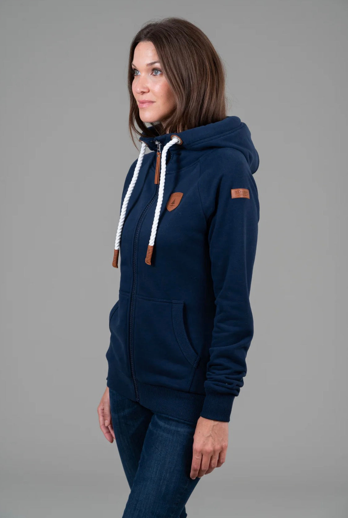 Wanakome Hera Oxford Blue Full-Zip Sweater
