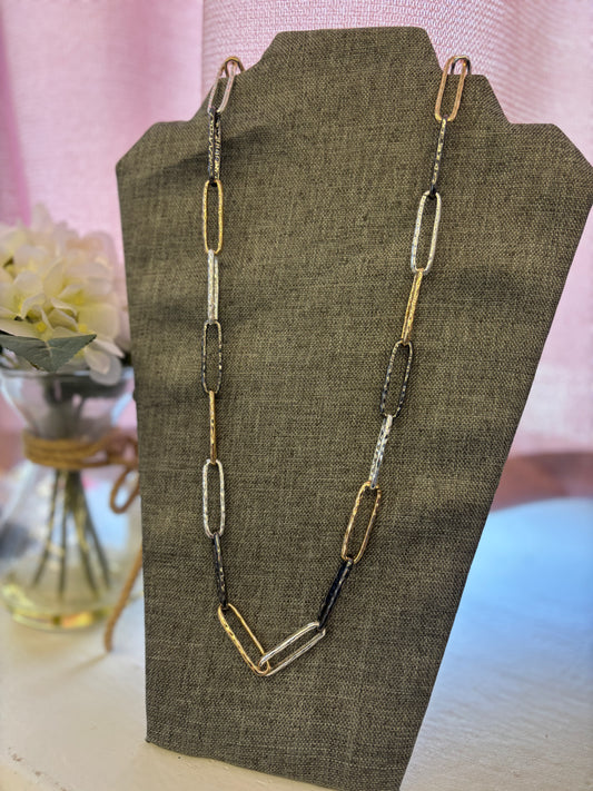 Long Trio Paper Clip Necklace
