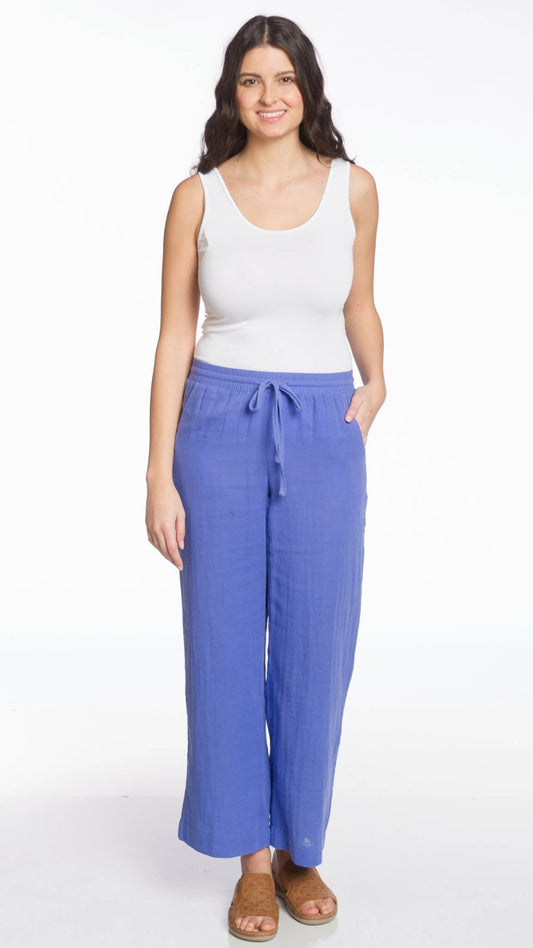 Wide Leg Cotton Gauze Pant -Periwinkle