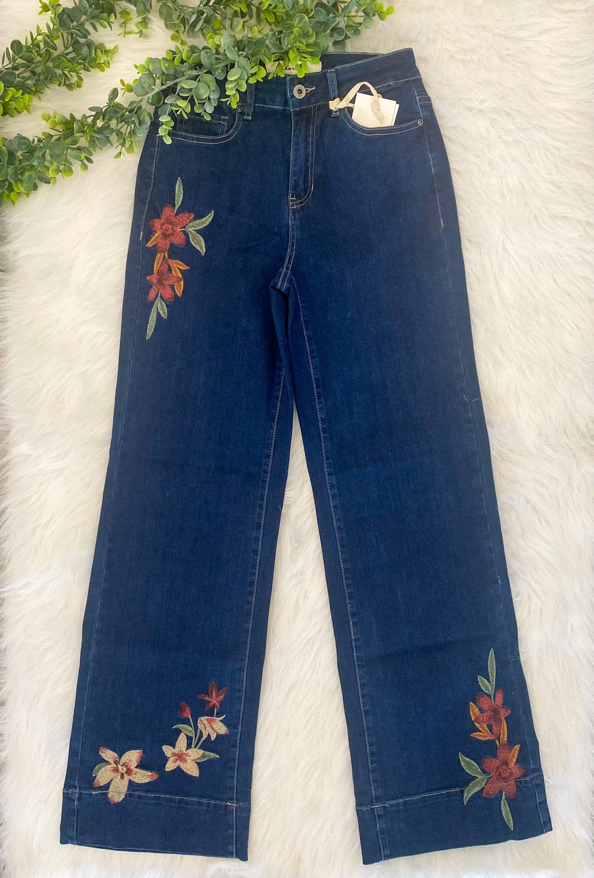 Charlie B - Flare Jeans with Floral Embroidery