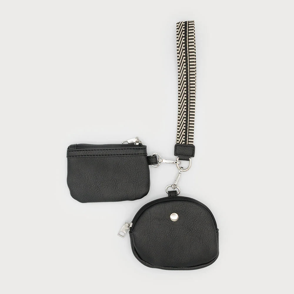 7167 - Small Coin Purse with Guitar Strap - Black