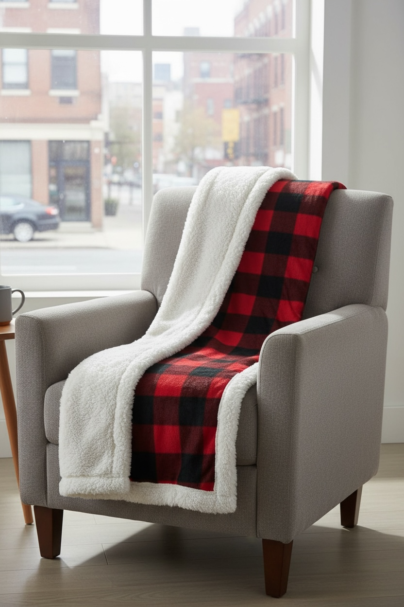 Sherpa Throw Blanket Buffalo Plaid