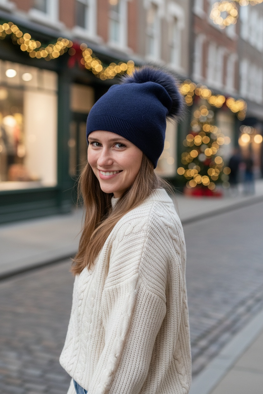 The Ava Beanie - Navy