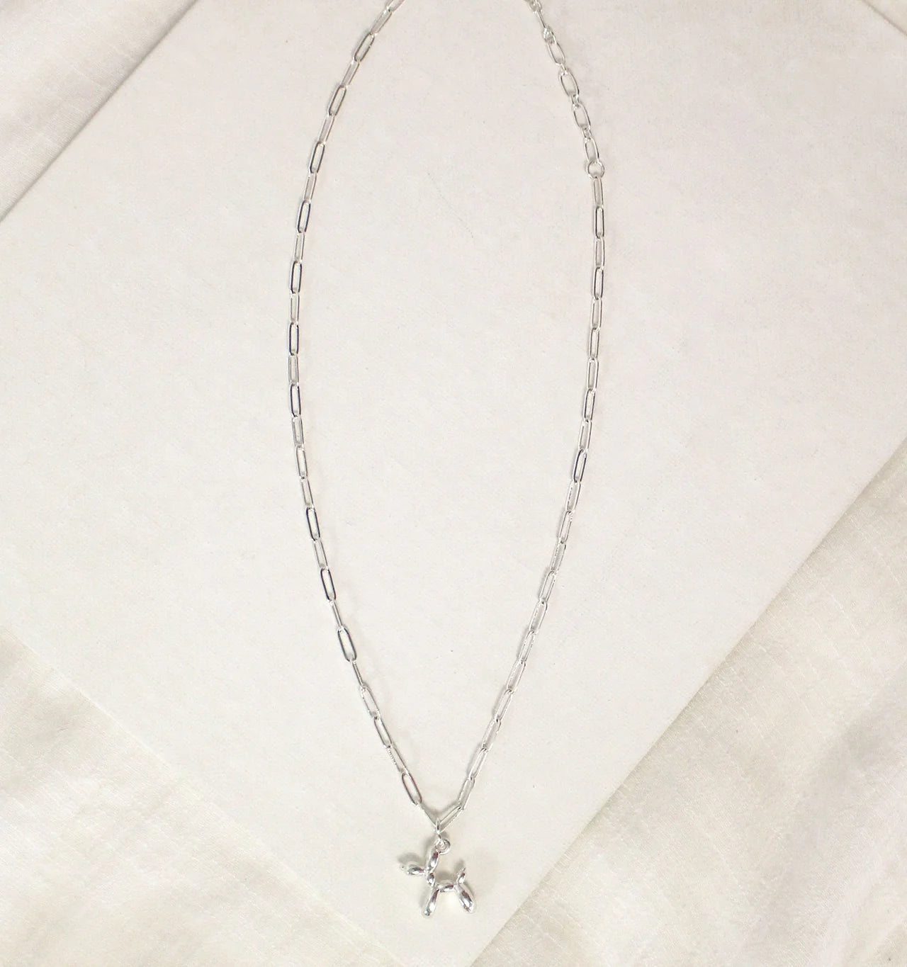Balloon Dog Necklace - Silver