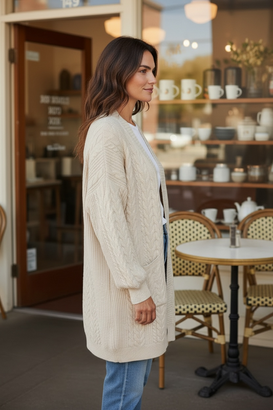 Cable Knit Cardigan - Cream