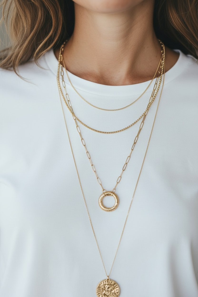 06144021 Merx Triple Strand Necklace - Gold