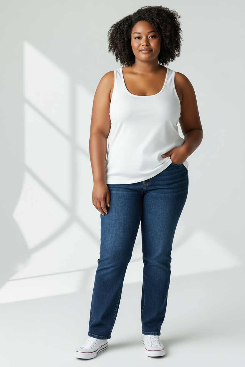 Plus- Seamless Bamboo Tank - White