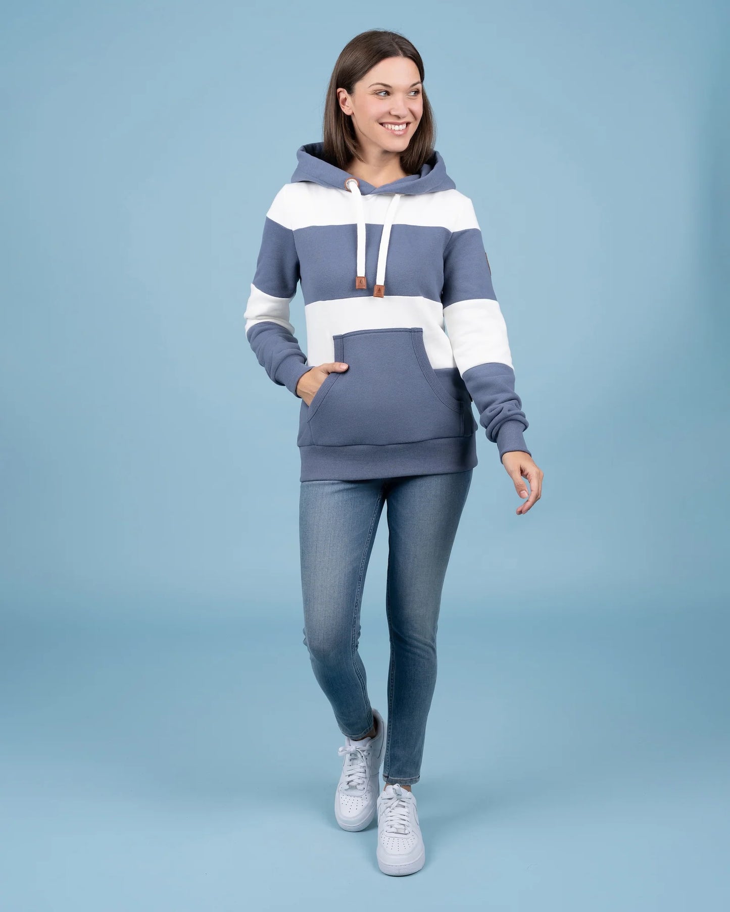 Wanakome - Lilia Grey Blue Striped Hoodie