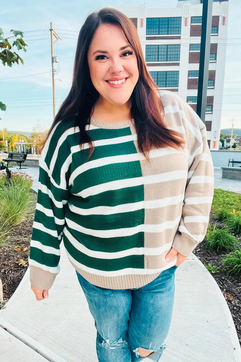 The Anna Colour Block Sweater - Green