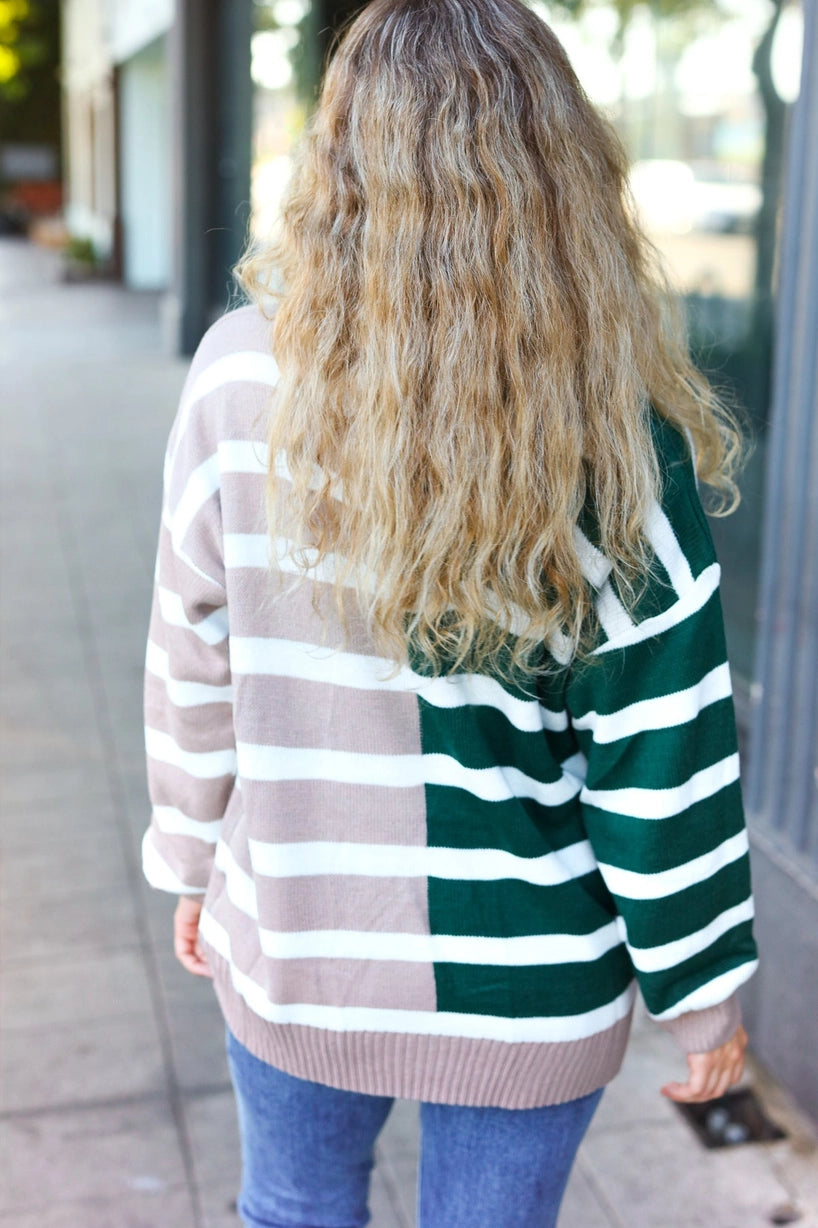 The Anna Colour Block Sweater - Green