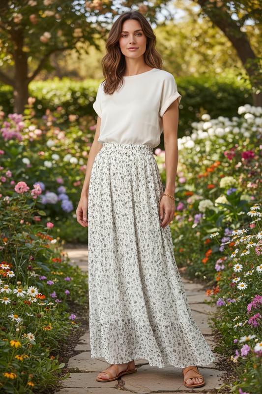 The Country Girl Skirt - Blue Floral