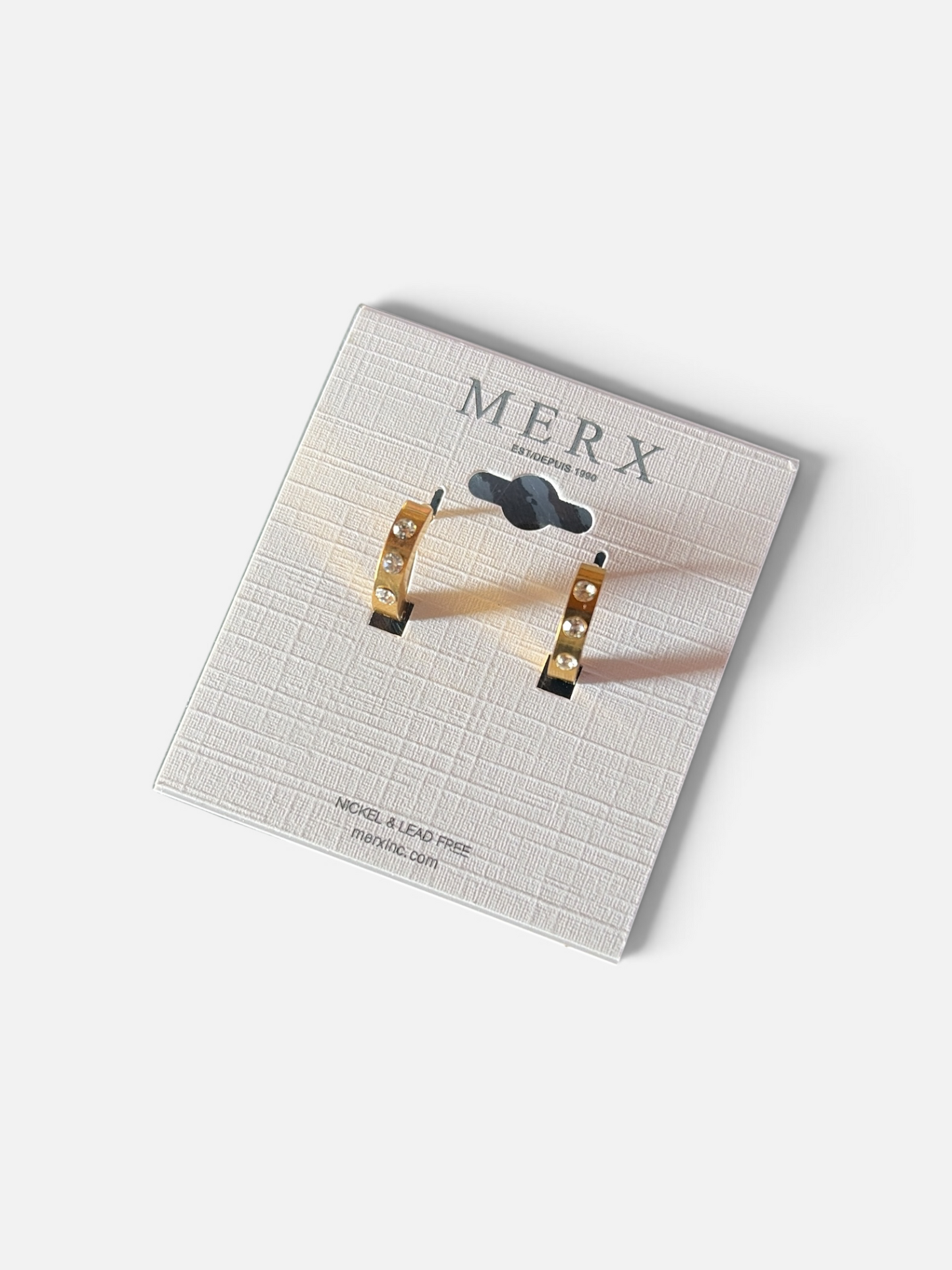 Stainless Steel Huggie - Gold Crystals