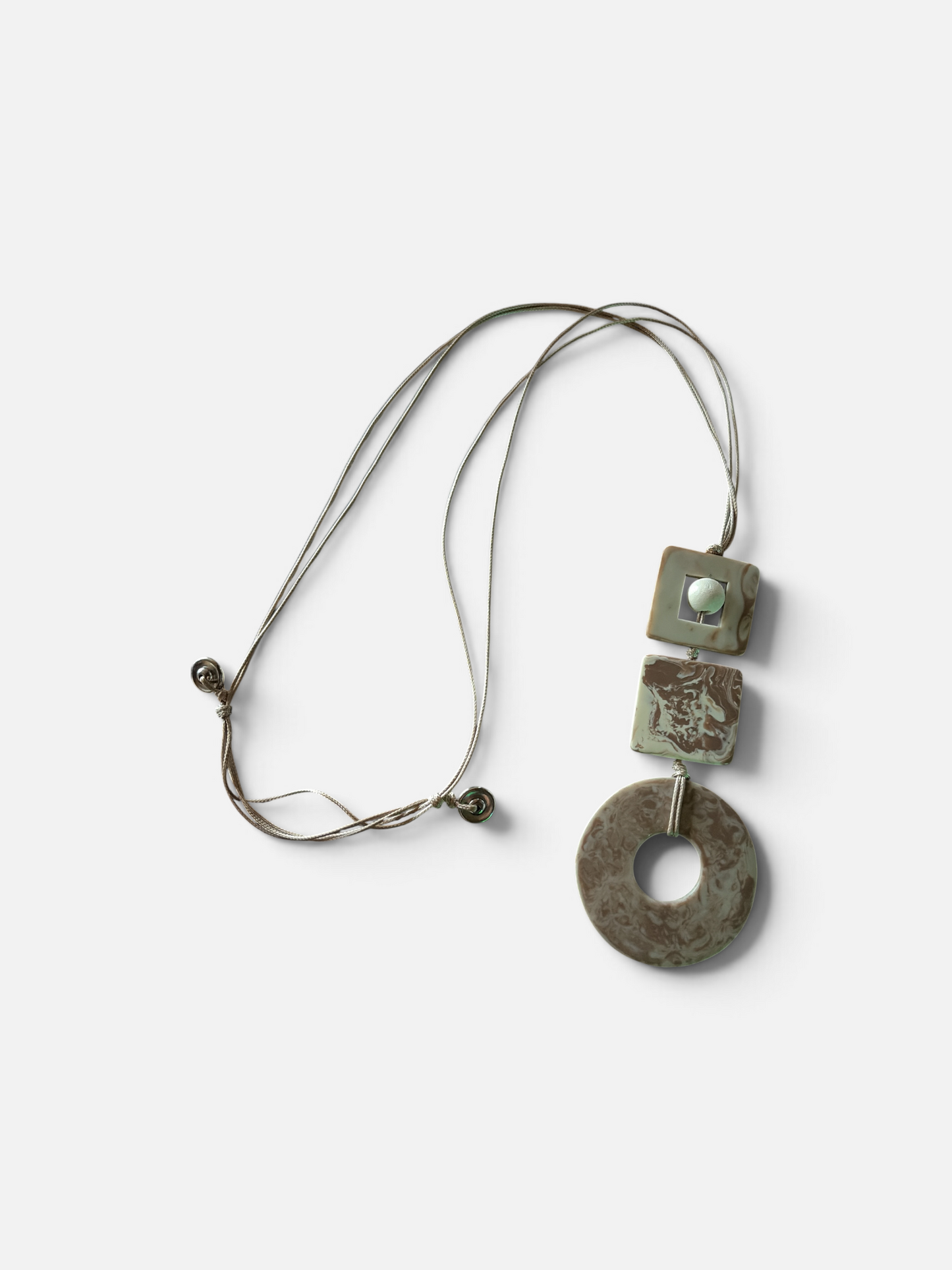 Long/Short Taupe Resin Necklace