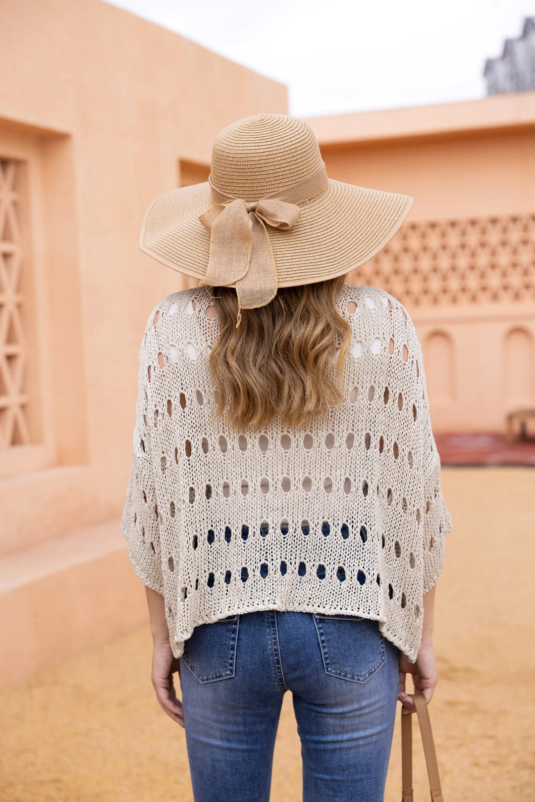 OFV - Tatula Oval Crochet Top - Beige
