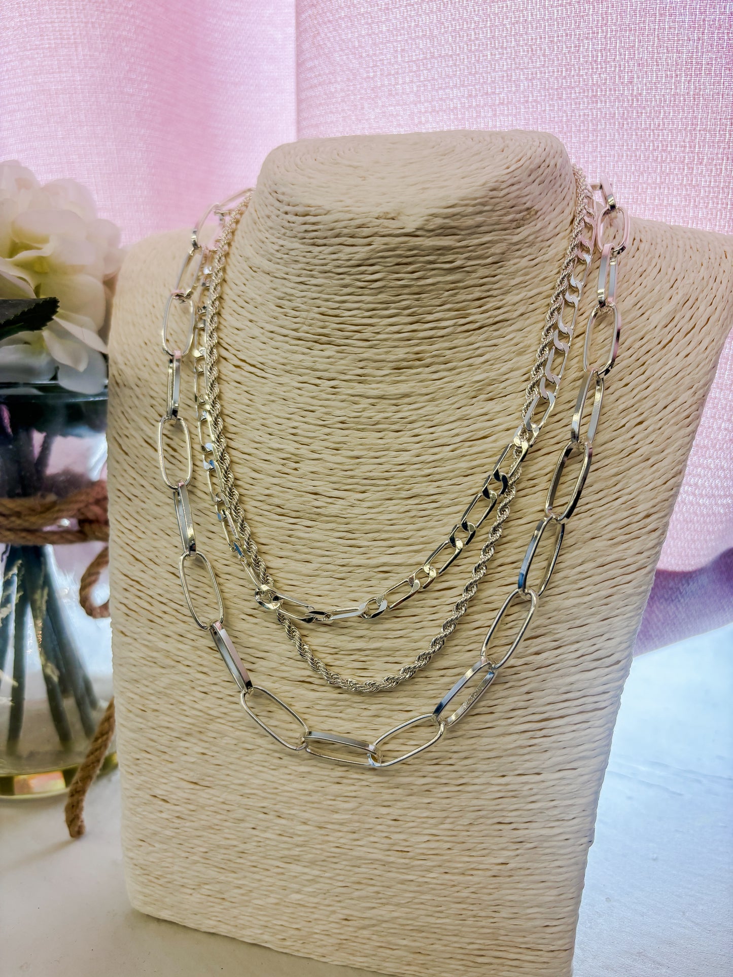 94071 Silver Paper Clip Mix (9 Necklaces in 1)