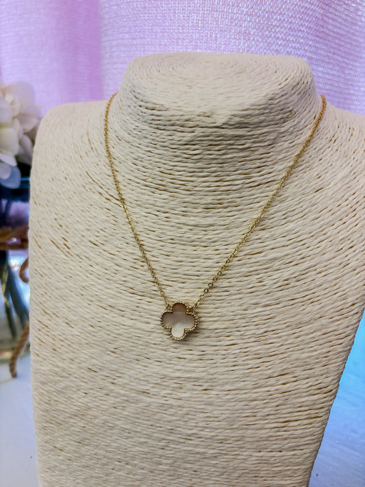 Four Leaf Clover Mother of Pearl Gold Necklace