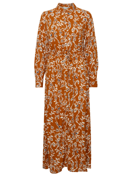 Ichi - Rust Boho Long Sleeve Dress