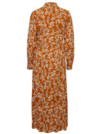 Ichi - Rust Boho Long Sleeve Dress