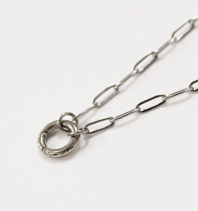 Stainless Steel Paperclip w/ Clasp Necklace (Silver)
