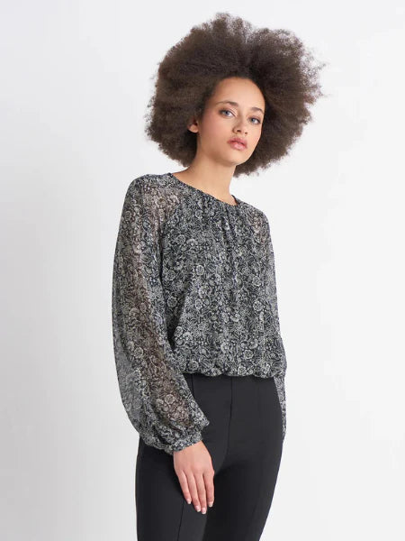 NWT DEX ELASTIC WAIST FLORAL BLOUSE