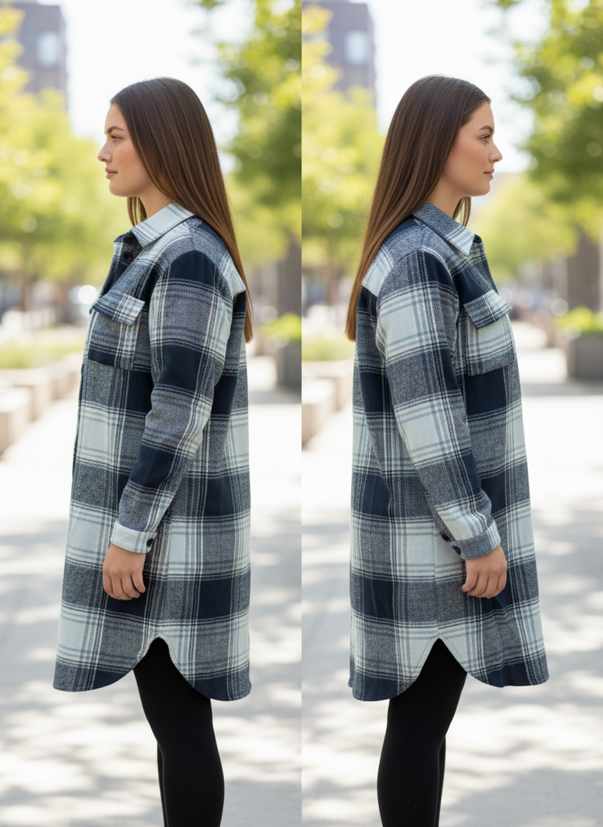The Muskoka Long Shacket - Blue
