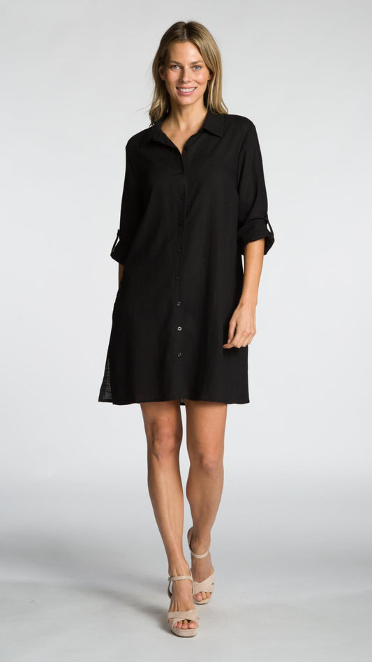 The Louisa Linen Dress - Black